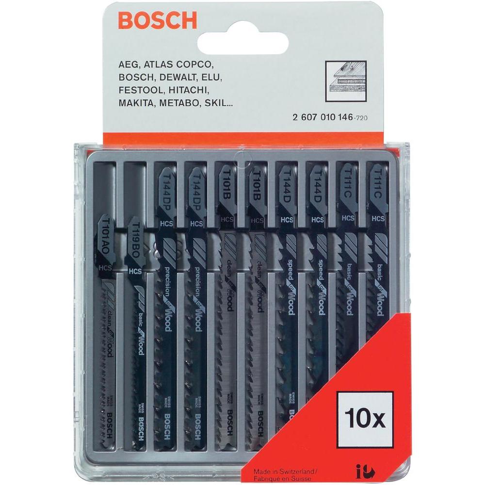 Bosch 10-piece jigsaw blade set for wood 2607010146