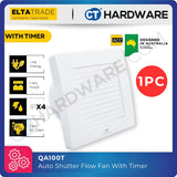 Elta Trade Fantech QA100T Axial Flow Fan with Auto Shutter & Timer – 4" Exhaust Fan