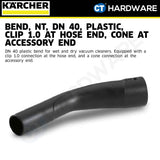 Karcher 50319040 Plastic Bend, NT, DN 40, clip 1.0 at hose end, cone at accessory end