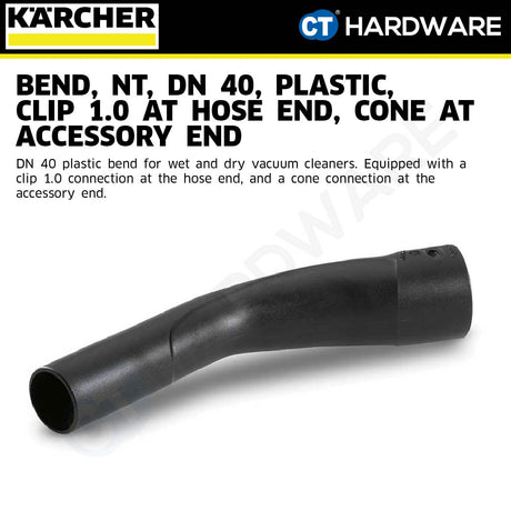 Karcher 50319040 Plastic Bend, NT, DN 40, clip 1.0 at hose end, cone at accessory end