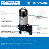 TSURUMI 50NHPU215S SUBMERSIBLE PUMP 150W | 230V | 190L/M | 5.7M/H 2"  ( NHPU SERIES )