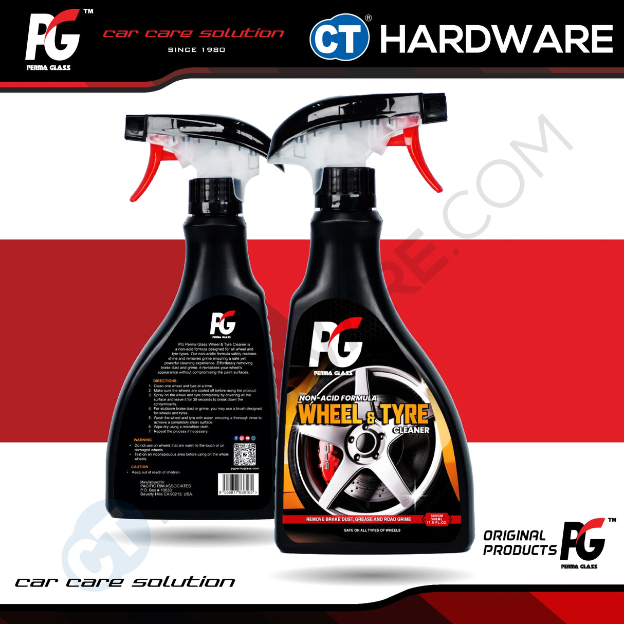 PG Perma Glass PG7882625 Wheel & Tyre Cleaner Non Acid Formula 500ml [ 9556817882625 ]