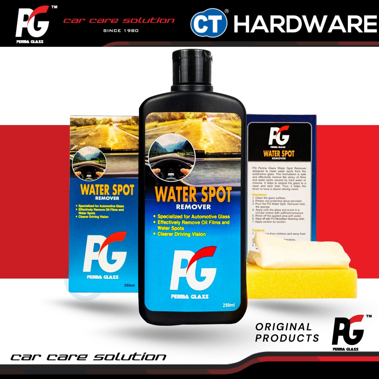 PG Perma Glass PG788535 Water Spot Remover 250ml + Applicator Sponge | Glove [ 9556817888535 ]