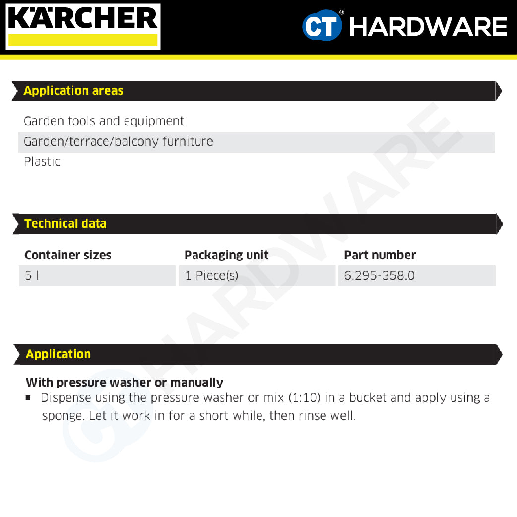 Karcher 62953580 Plastic Cleaner Cleaning Agents RM 625, 5 Litre