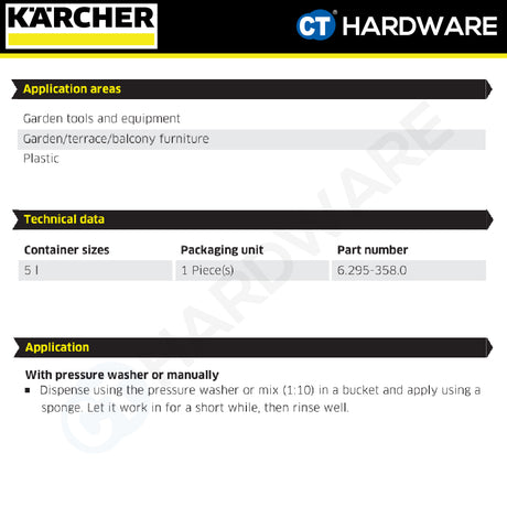 Karcher 62953580 Plastic Cleaner Cleaning Agents RM 625, 5 Litre