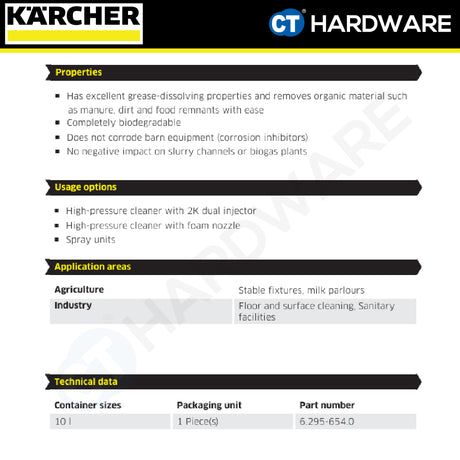 Karcher 62956540 PressurePro Foam Cleaner, alkaline RM 91 Agri, 10L