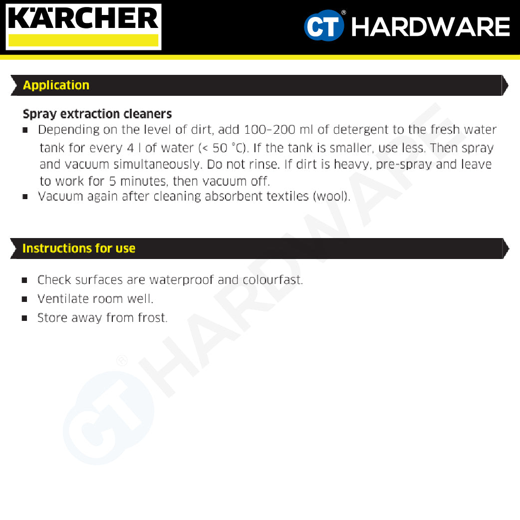 Karcher 62957710 Carpet Cleaner RM 519 For SE3 Compact Home Floor, SE4 Plus, SE4001 & PUZZI 1 Litre