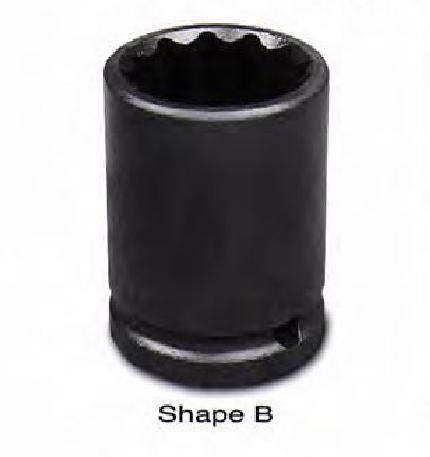 Action 1/2"Dr Standard Length Impact Socket 12-point 8mm-36mm