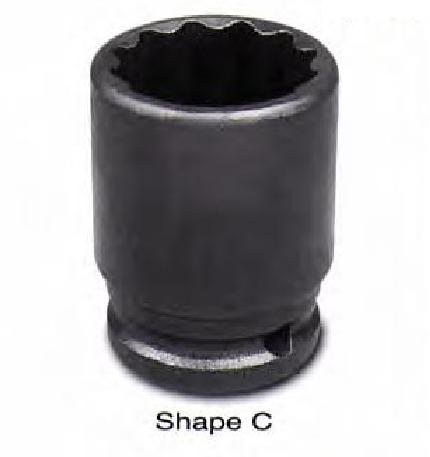 Action 1/2"Dr Standard Length Impact Socket 12-point 8mm-36mm