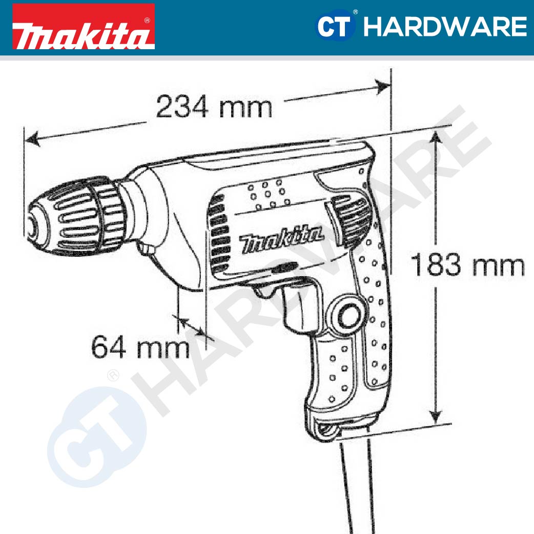 MAKITA 6413 DRILL WITH KEYLESS CHUCK 10MM 450W 3400RPM
