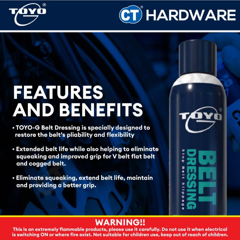 Toyo-G Belt Dressing Spray 300ml (Stop Belt Slippage) [ 8696L1487 ]