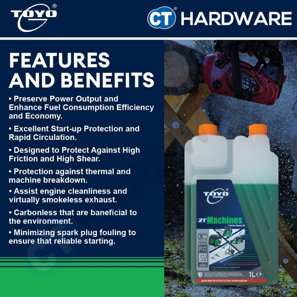 Toyo-G Machines 2T 2-Stroke Engine Oil Smokeless Lubricant 1L [ 8696L0196 ]