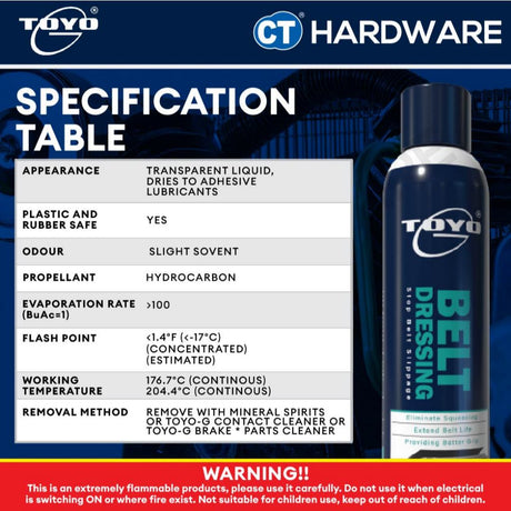 Toyo-G Belt Dressing Spray 300ml (Stop Belt Slippage) [ 8696L1487 ]
