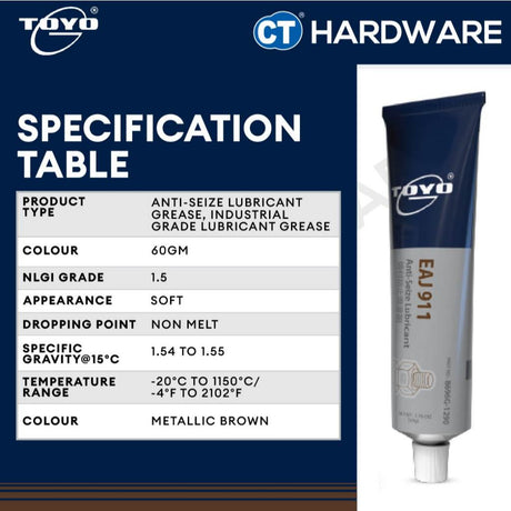 Toyo-G EAJ 911 Copper Anti Seize Compound Lubricants 60GM [ 8696G1290 ]