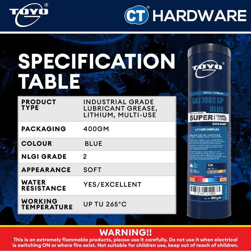 Toyo-G EAJ 7002EP High Temperature Lithium Grease 400GM [ 8696G1298 ]