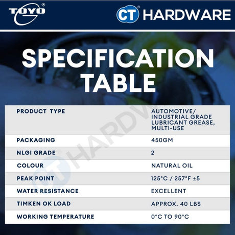 Toyo-G EAJ 101EP Heavy Duty Calcium EP Grease 450GM [ 8696G0007 ]
