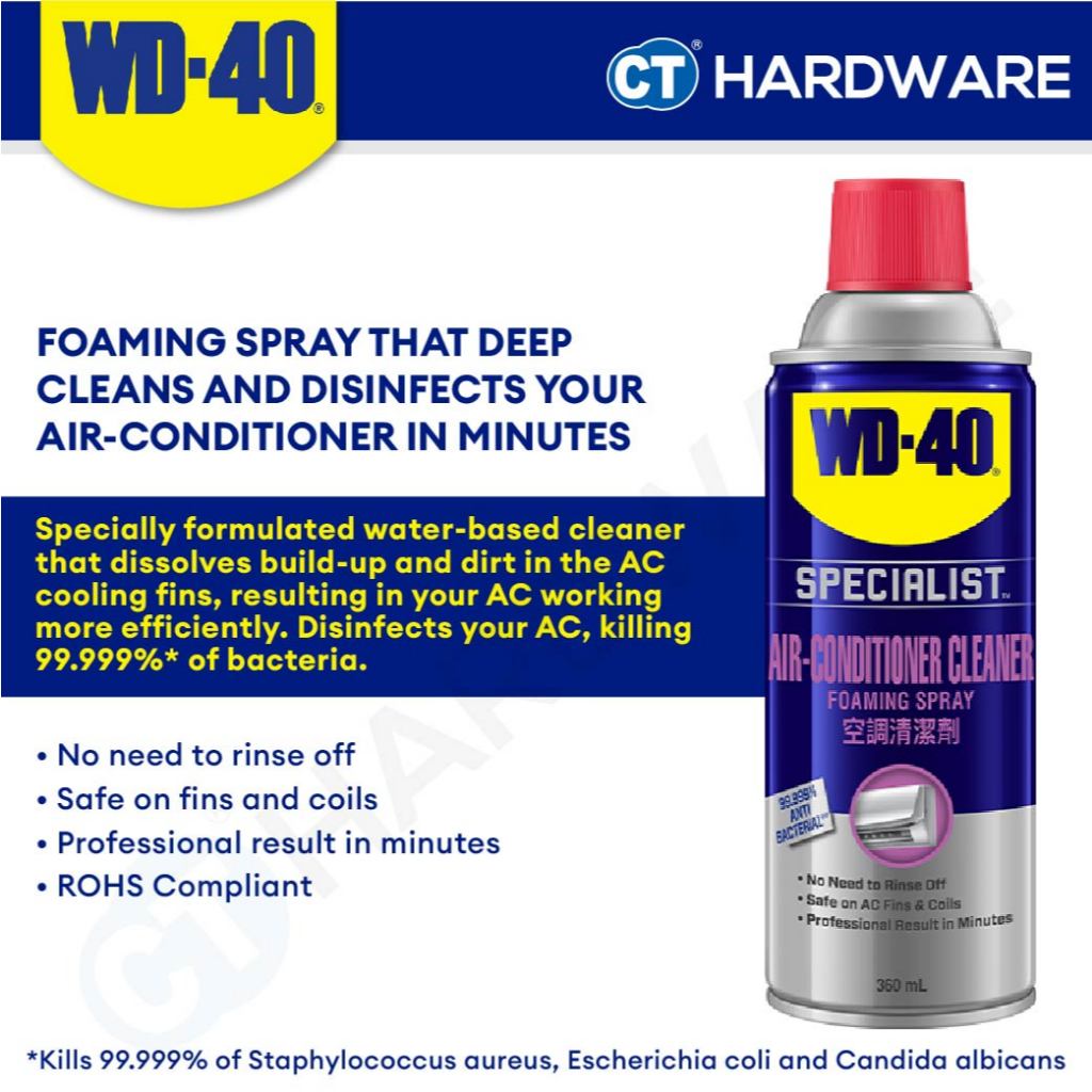 WD40® Home Kit Set Smart Straw® Anti-Rust Lubricant 382ml + Air Conditioner Cleaner 360ml + Degreaser 450ml LIMITED EDITION