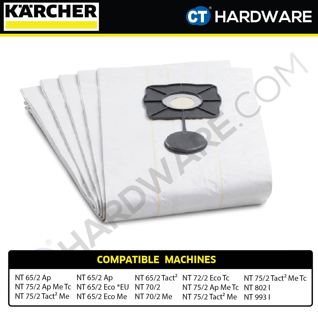 KARCHER 69042520 ORIGINAL WET FILTER BAG FOR NT 65/2 | NT 75/2 WET AND DRY VACUUM CLEANER [ 5 PIECES ]
