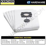 KARCHER 69042520 ORIGINAL WET FILTER BAG FOR NT 65/2 | NT 75/2 WET AND DRY VACUUM CLEANER [ 5 PIECES ]