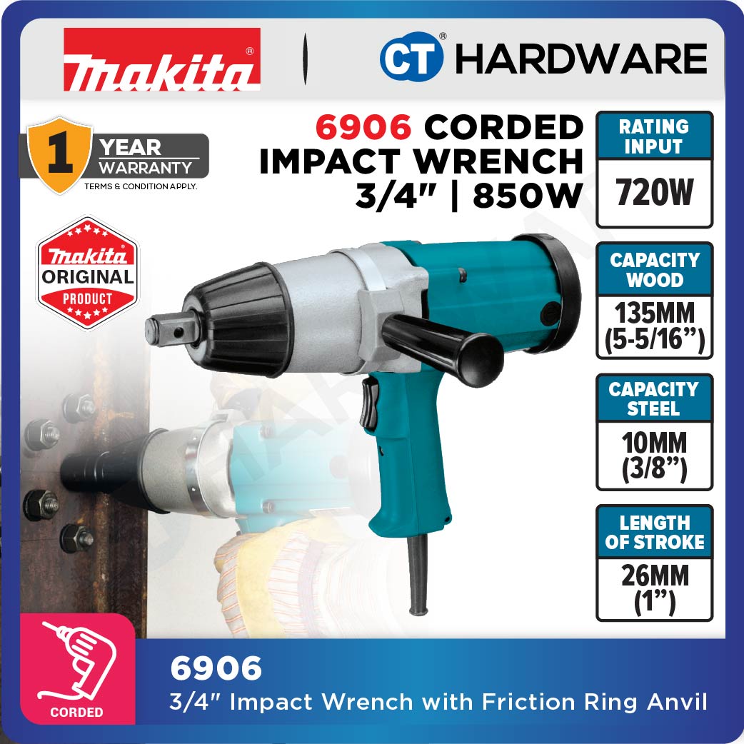 Makita 6906 Impact Wrench 3/4" 850W 588NM