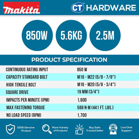 Makita 6906 Impact Wrench 3/4" 850W 588NM