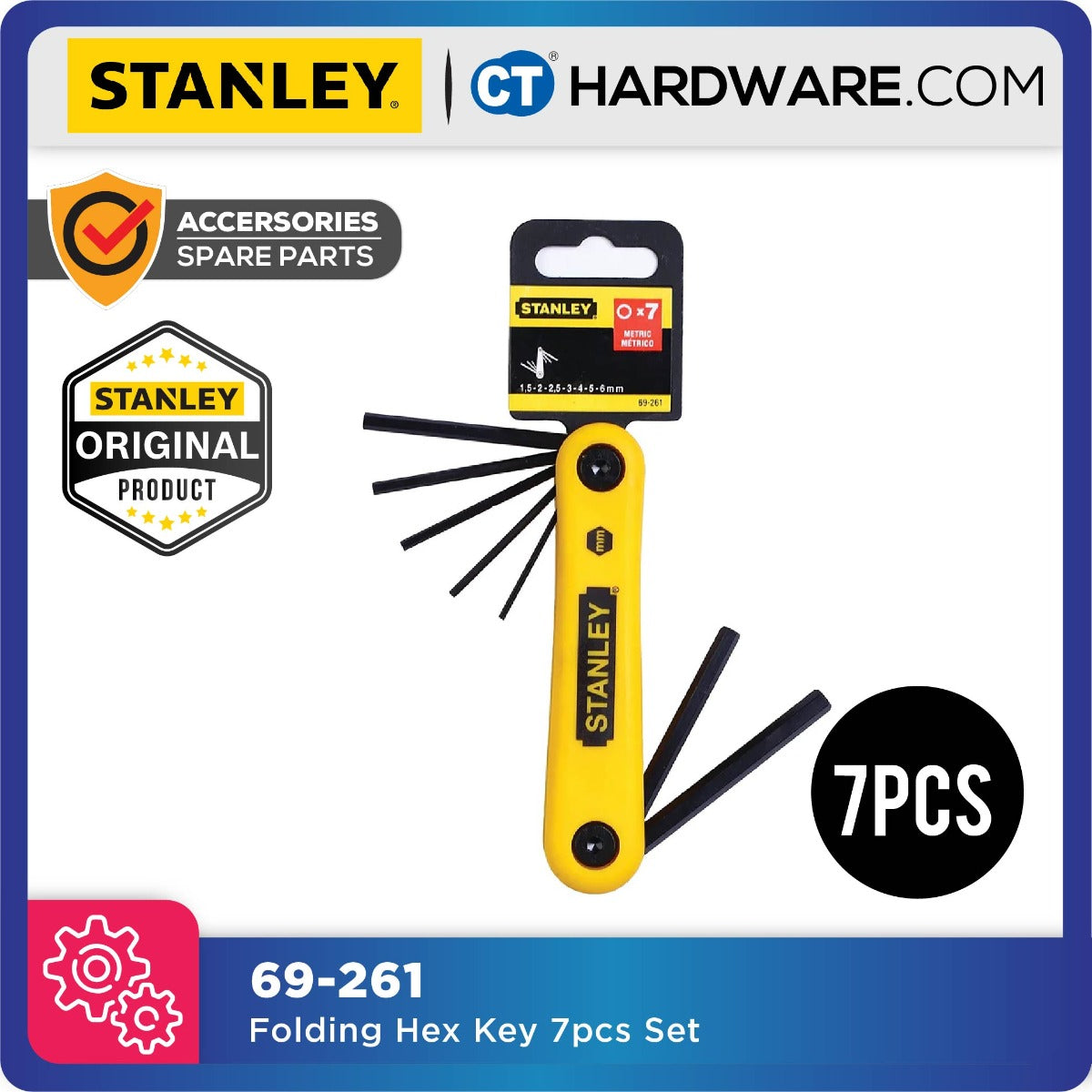 Stanley Hex Key Set Met Folding (7 Pcs/1.5mm-6mm) 69-261