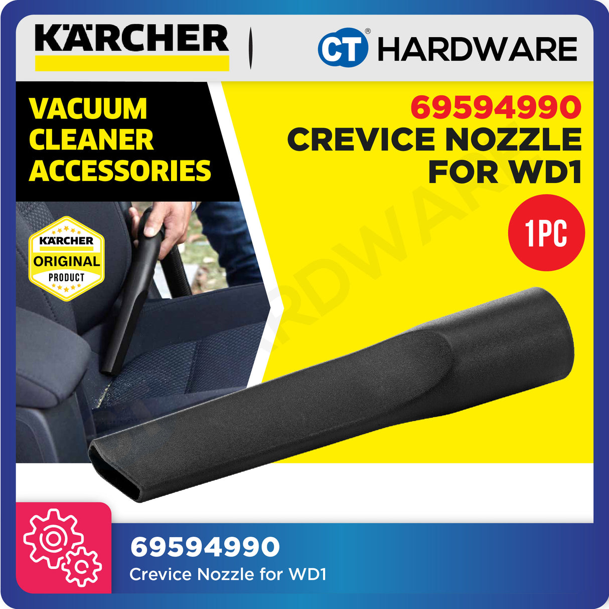 Karcher 69594990 Original Crevice Nozzle Suitable for MV1/WD1 Vacuum Cleaner