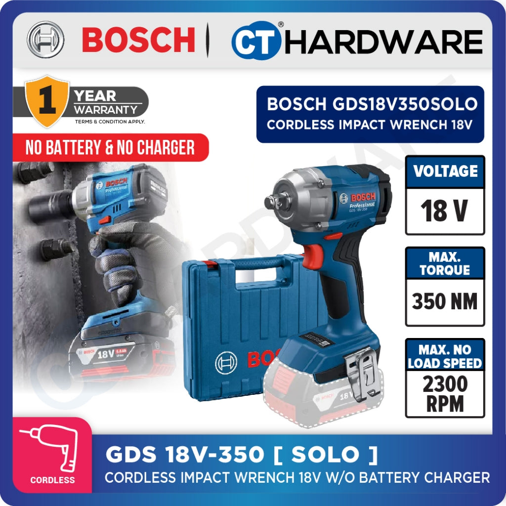 Bosch GDS 18V-350 Cordless Impact Wrench 18V 350 Nm [ Full Pack 4.0Ah | SOLO Unit ]