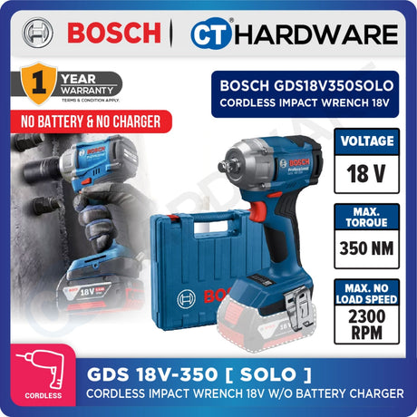 🎁 Bosch GDS 18V-350 Cordless Impact Wrench 18V 350 Nm [ Full Pack 4.0Ah | SOLO Unit ] (100% off)