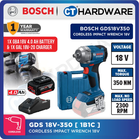 Bosch GDS 18V-350 Cordless Impact Wrench 18V 350 Nm [ Full Pack 4.0Ah | SOLO Unit ]