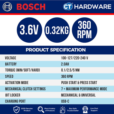 Bosch PRO GO 3 Cordless Smart Screwdriver Kit 3.6V