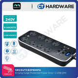 Masterplug SRGSUTC82PBMPA 8-Gang Surge Protected Power Strip | 2 USB