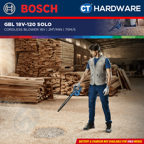 Bosch GBL 18V-120 SOLO Professional Cordless Blower Without Battery & Charger, GBL18V120SOLO