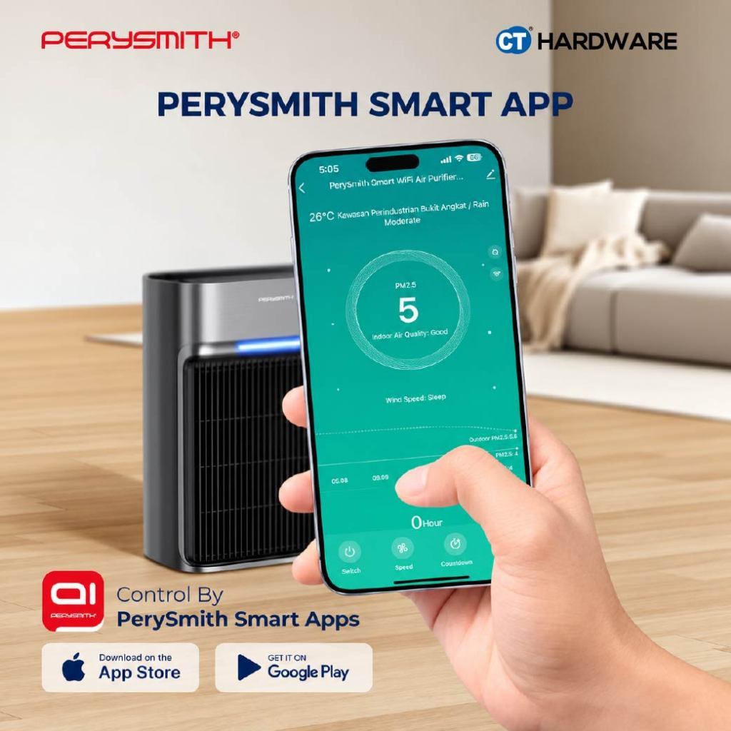 PerySmith PET13 Ai Smart WiFi Pet Air Purifier 60m² 860m³/h