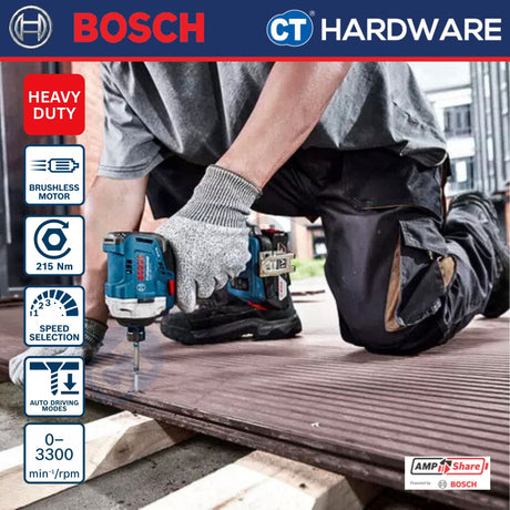 Bosch GDR 18V-215 SOLO Cordless Brushless Impact Driver 18V 1/4" 220NM [ 06019L60L0 | GDR18V215SOLO ]