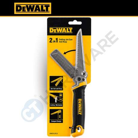 DEWALT DWHT0-20123 Folding Jab Saw with Rasp | 2-in-1 Drywall Saw | Triple Ground Teeth | Folding Hand Saw