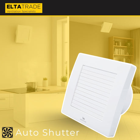 Elta Trade Fantech QA100T Axial Flow Fan with Auto Shutter & Timer – 4" Exhaust Fan
