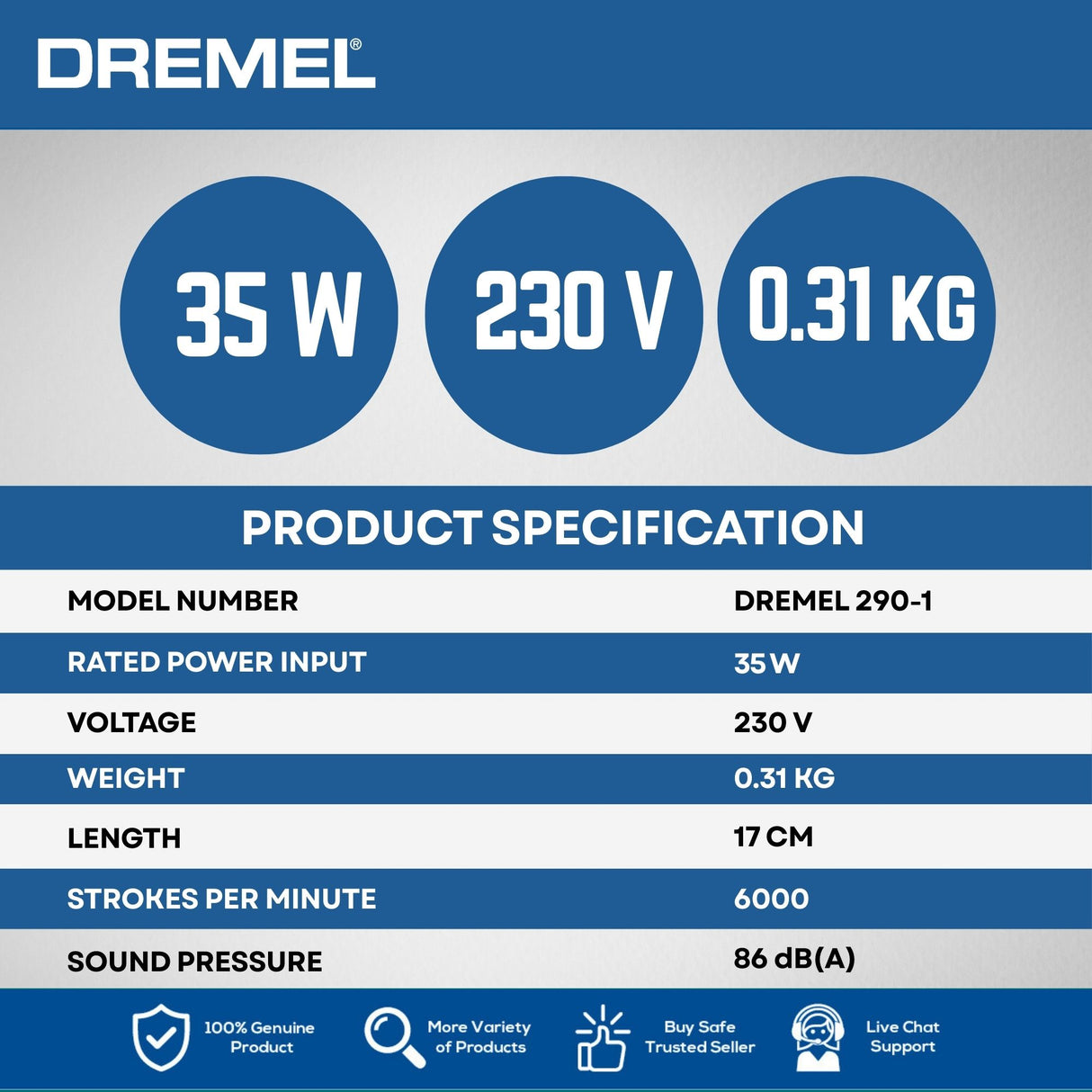 Dremel 290-1 Engraver 35W 6000/min – Soft Grip