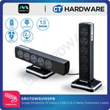 Masterplug SRGTOWSU102PB 10-Gang Tower Surge Protector | 2 USB (2m)