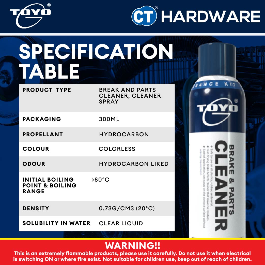 Toyo-G Brake & Parts Cleaner Spray 300ml [ 8696S1122 ]