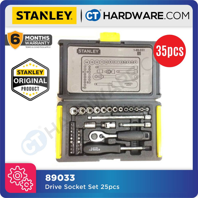 Stanley 1-89-033 35-piece 1/4 inch drive metric socket set in carry case