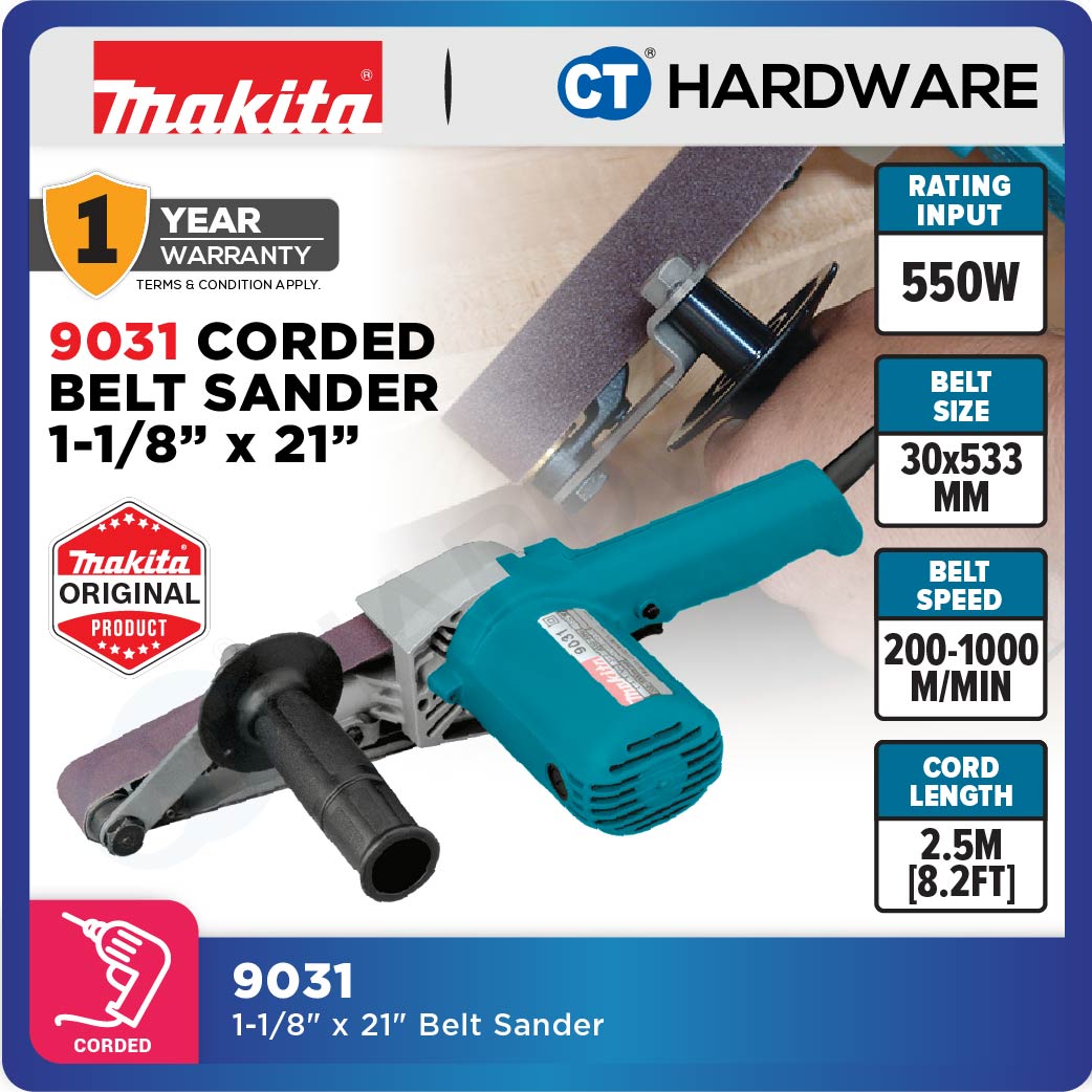 Makita 9031 Belt Sander 1-3/16" x 21" 550W 200-1000m/min 2kg