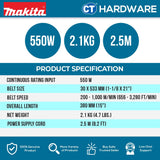 Makita 9031 Belt Sander 1-3/16" x 21" 550W 200-1000m/min 2kg