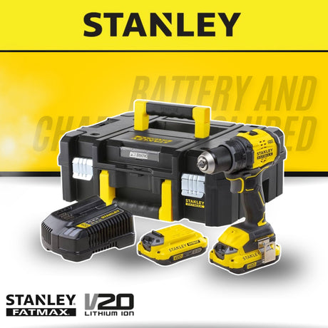 Stanley SBD714D2T Cordless Brushless Drill Driver 20V with 2 Batteries 1 Charger [SBD710D2K]