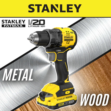 Stanley SBD714D2T Cordless Brushless Drill Driver 20V with 2 Batteries 1 Charger [SBD710D2K]