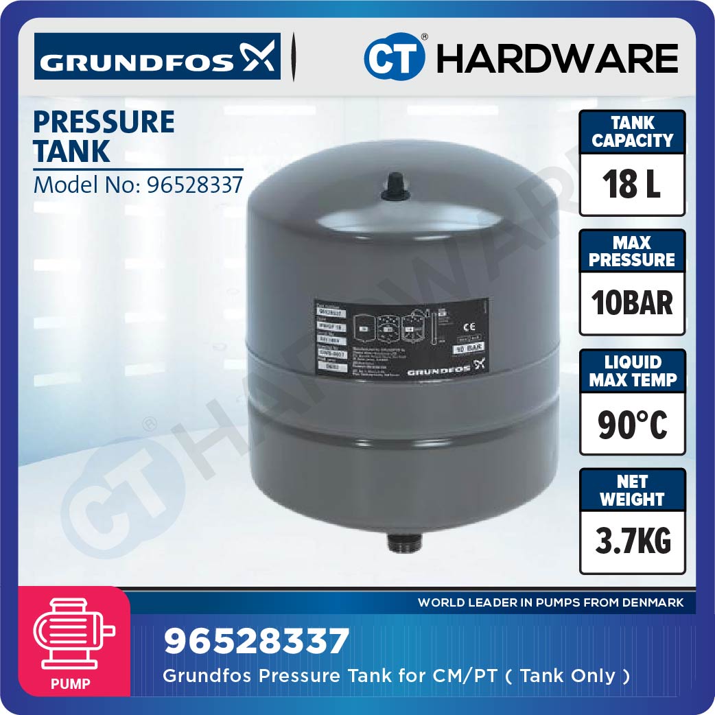 Grundfos 96528337 Pressure Tank For CM/PT 18L 1" Grey