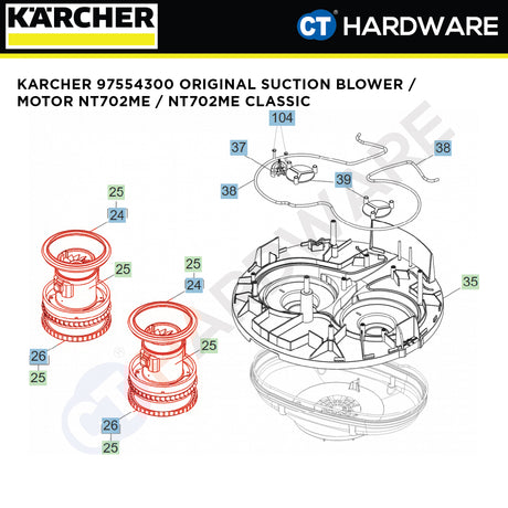Karcher 97554300 Suction Blower Complete / Motor NT702ME  / NT702ME Classic [ ORIGINAL SPARE PARTS ]