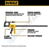 DEWALT DWHT83601 TOUGHSERIES™ 24" Hybrid Clamp | Heavy-Duty Trigger & Screw Bar Clamp | 825 lbs Clamping Force