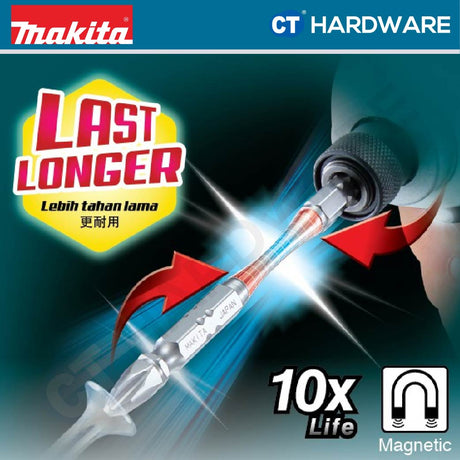 Makita A-59601 Double Ended Twist Torsion Screw Bit E-Form With Magnet PH2 90mm (1pc)