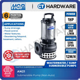 HCP AN21 SUBMERSIBLE WASTEWATER SUMP PUMP 2" | 1HP | 1PH | MAX 360L/MIN | 2M(H) | MANUAL [ A21 ]